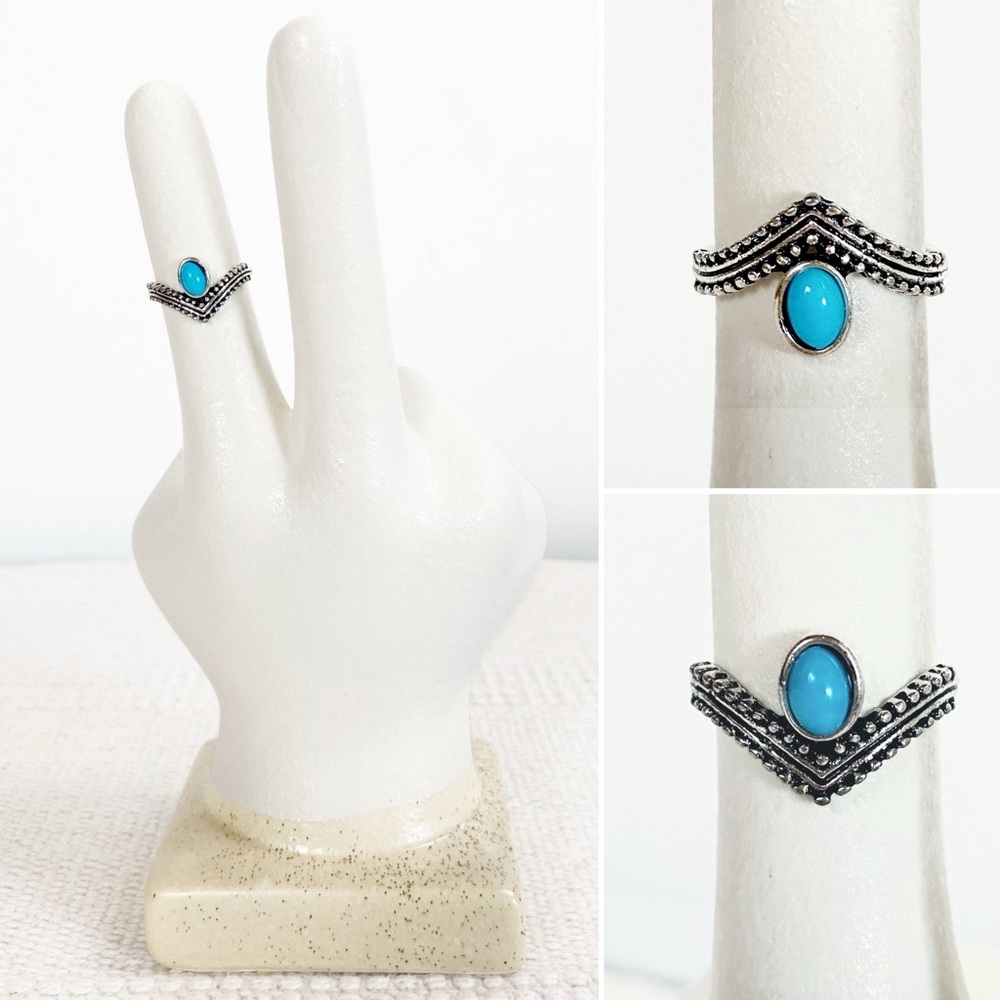 BOGO! Stacking Ring Size 6 Turquoise color Accent Fashion Ring NEW Boutique Boho